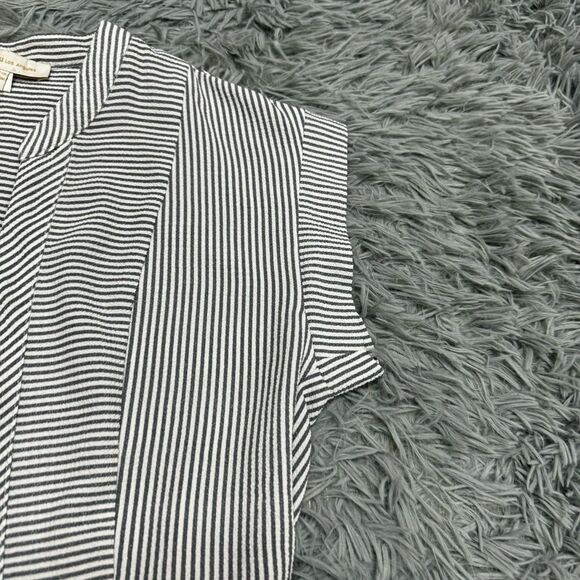 Monteau Peplum Striped Short Sleeve V-Neck Shirt Size Small - Picture 4 of 9